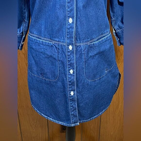 Burberry Button Down Denim High-Low Blue Jean Shirt Dress Size 4 - Picture 4 of 9